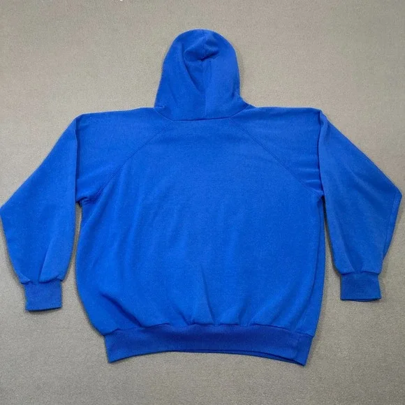 Vintage Adidas Trefoil Hoodie Mens Large Blue Red Embroidered Pullover READ - Picture 5 of 11